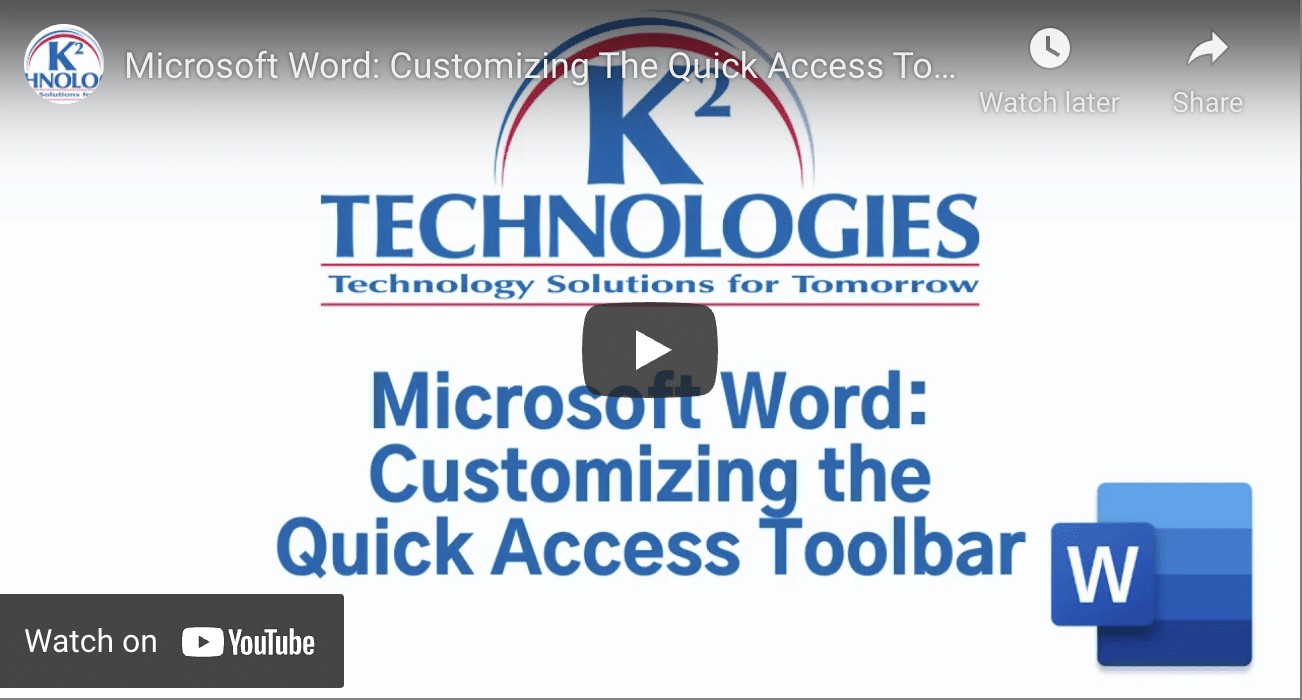 Quick Access Toolbar Customization in Microsoft Word