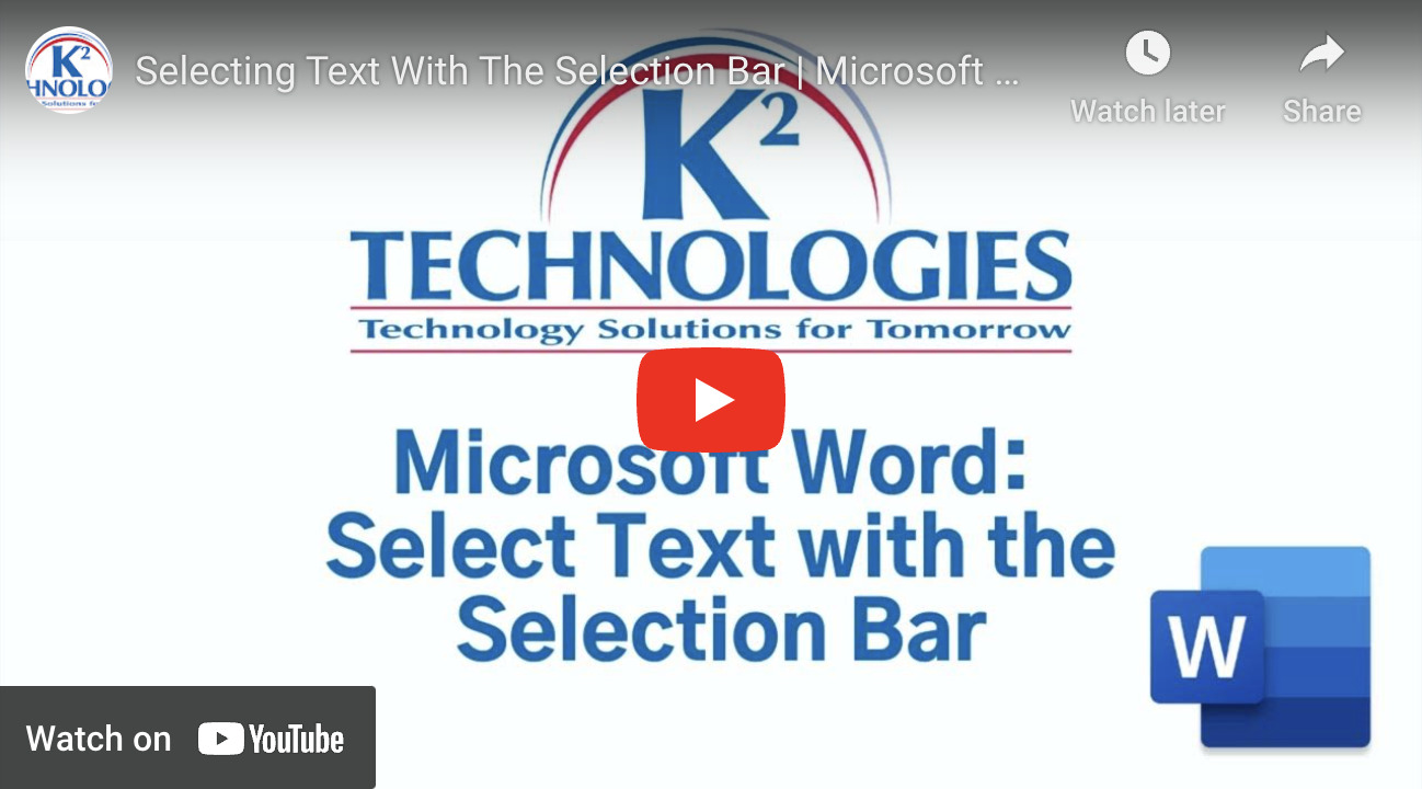 Selecting Text With The Selection Bar Microsoft Word Tip